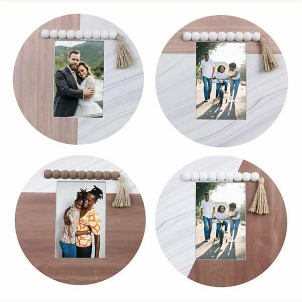 Youngs 4 x 6 in. Wood & MDF Geometric Round Photo Framed, 4 Assorted Color 12529